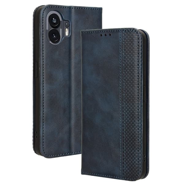 Bofink Vintage Nothing Phone (2) Læder Etui - Blå Blue