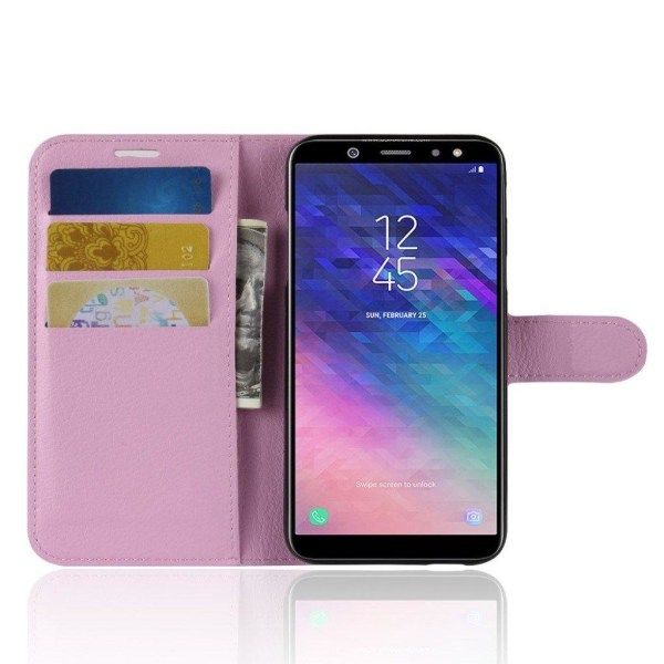 Samsung Galaxy A6 Liitsihedelmän Jyvä PU Nahka Lompakko Kuori - Pinkki Pink