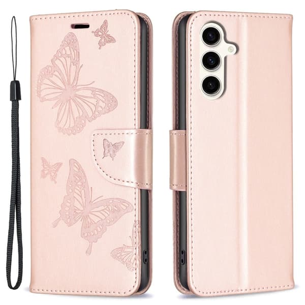 Butterfly Samsung Galaxy S23 Fe Flippetui - Rose Gull Pink