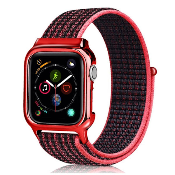 Apple Watch serie 4 40mm slidstærk nylonurrem - rød / sort Red