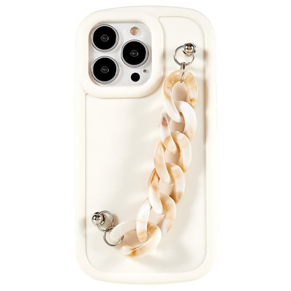 Marmormotiv iPhone 13 Pro Max skal - Gul / Vit Marmorkedja Vit