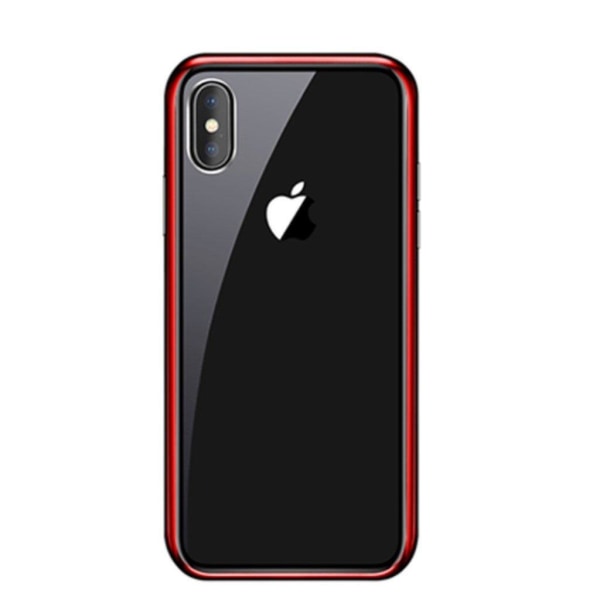 iPhone Xs Max NXE galvanisoitu muovinen ja metallinen karkaistu Red