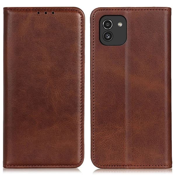 Flip Etui med Pung i Ekte Lær til Samsung Galaxy A03 - Kaffe Brown