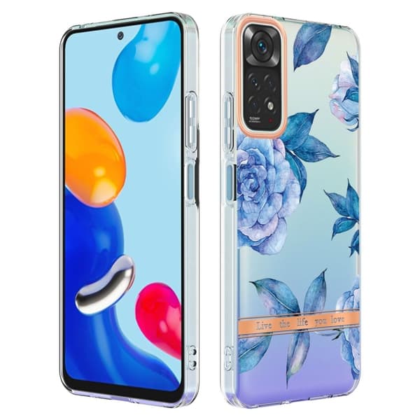 Supertunt och tåligt mjukfodral för Xiaomi Redmi Note 11S / Note 11 - Blå Pion Blå
