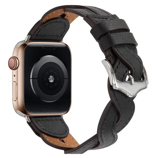 Apple Watch (41mm) nahkainen kellonhihna - Musta Black