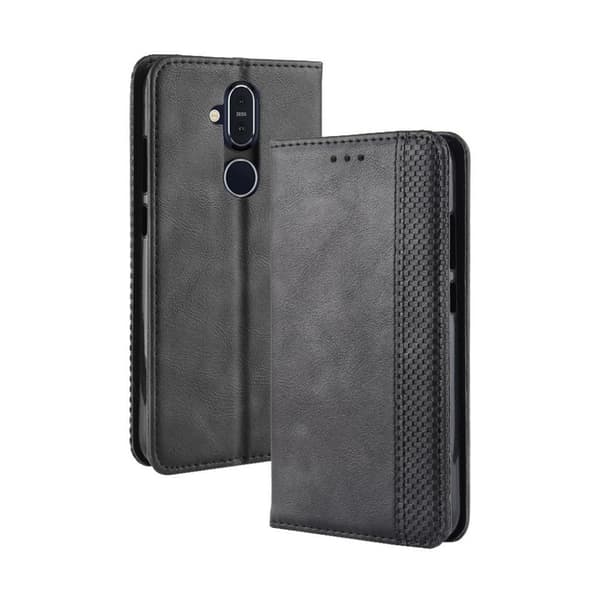 Nokia 8.1 vintage stil flipveske - svart Black