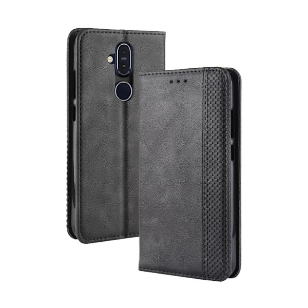 Nokia 8.1 vintagefodral i konstläder - Svart Svart