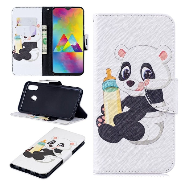 Wonderland Samsung Galaxy M20 kotelot - Panda Pitää Pulloa White