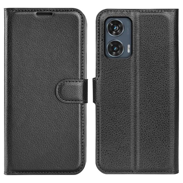 Klassisk Motorola Edge 50 Fusion flip etui - Sort Black