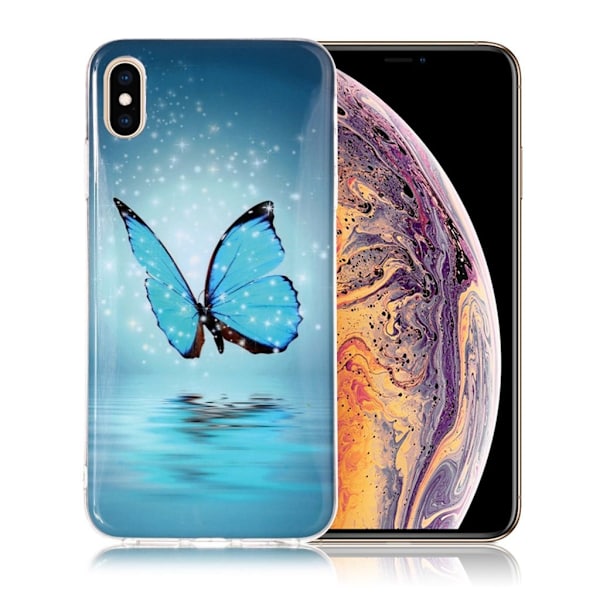 Butterfly läder iPhone Xs Max fodral - Blå Blå