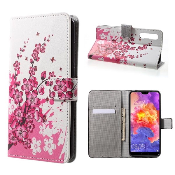 Huawei P20 Pro mønstret PU læder flip etui - Blomme i blomst Multicolor
