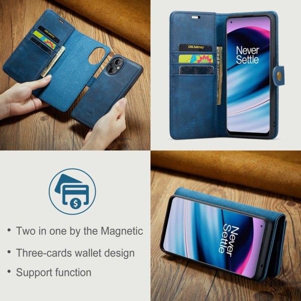 DG.Ming OnePlus Nord N20 5G 2-in-1 Lompakko Suojakotelo - Sinine Blue