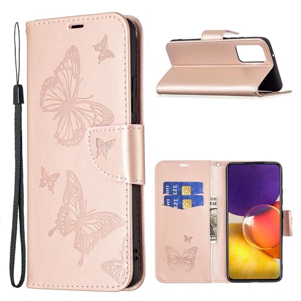 Butterfly läder Samsung Galaxy A82 5G fodral - Rosa Rosa