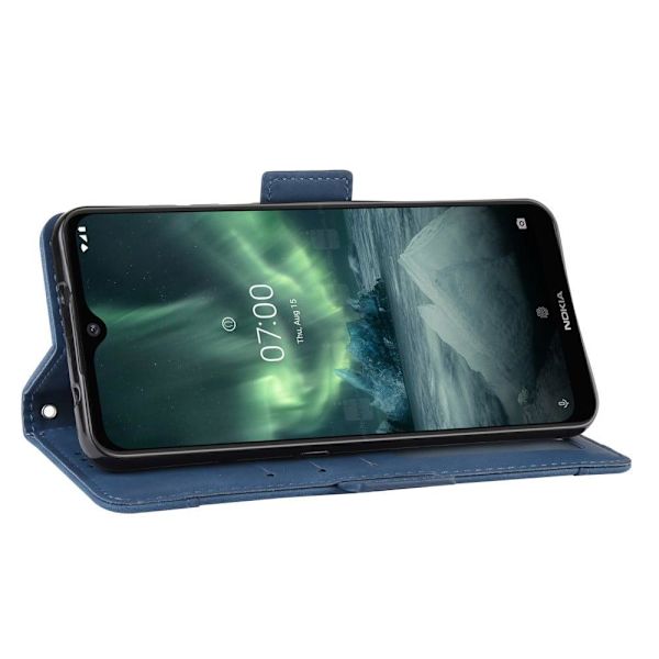 Stilfuldt Læder Etui med Pung til Nokia 7.2 / 6.2 - Blå Blue