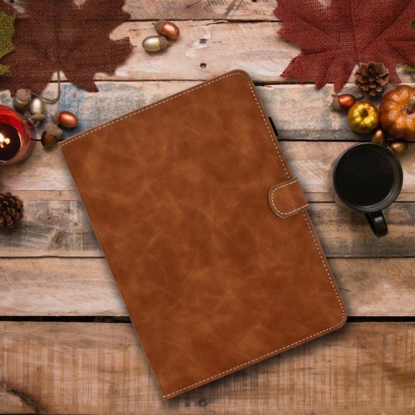 Solid Color Card Slots Stand Flip Leather Protective Cover iPad 10.2 (2021)/(2020)/(2019) / iPad Air 10.5 inch (2019) - Brun Brown