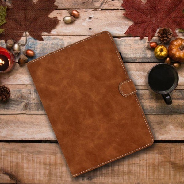 Solid Color Card Slots Stand Flip Leather Protective Cover iPad Brown