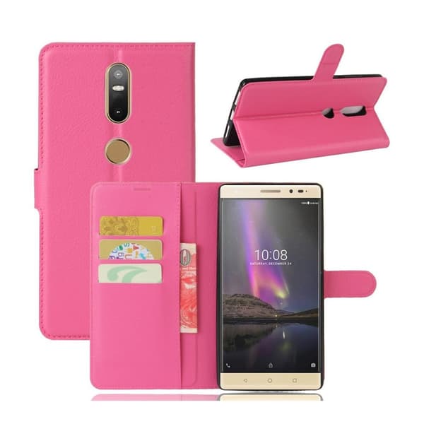 Lenovo Phab 2 Plus Lommebok Lær Flip Etui - Rose Pink