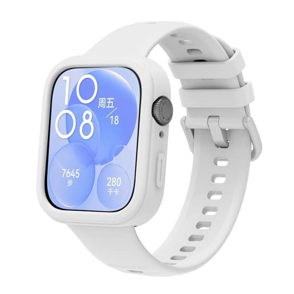 Huawei Watch Fit 3 Silicone Case Hollow Shockproof Watch Protective Frame - White Vit