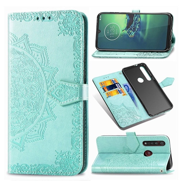 Mandala läder Motorola Moto G8 Plus fodral - Grön Grön