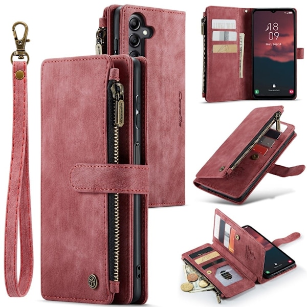 CaseMe vetoketjullinen lompakko-puhelinkotelo Samsung Galaxy A14 - Punainen Red