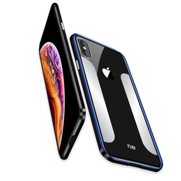 NXE iPhone Xs Max etui med galvaniserede metalkanter - Blå Blue