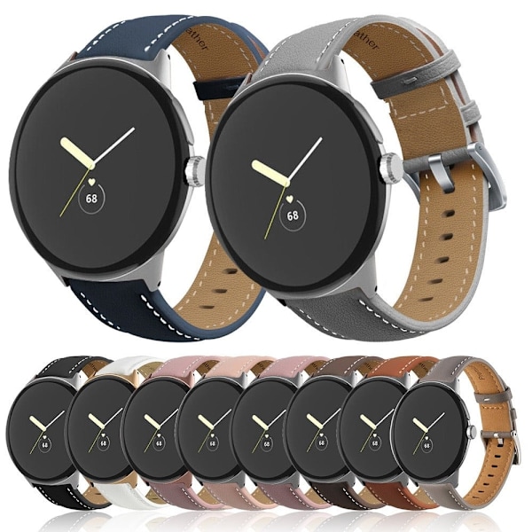 Google Pixel Watch klockarmband i äkta läder - Blå Blå