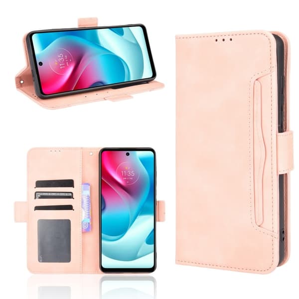 Modern-styled Læder Pung Etui til Motorola Moto G60s - Lyserød Pink