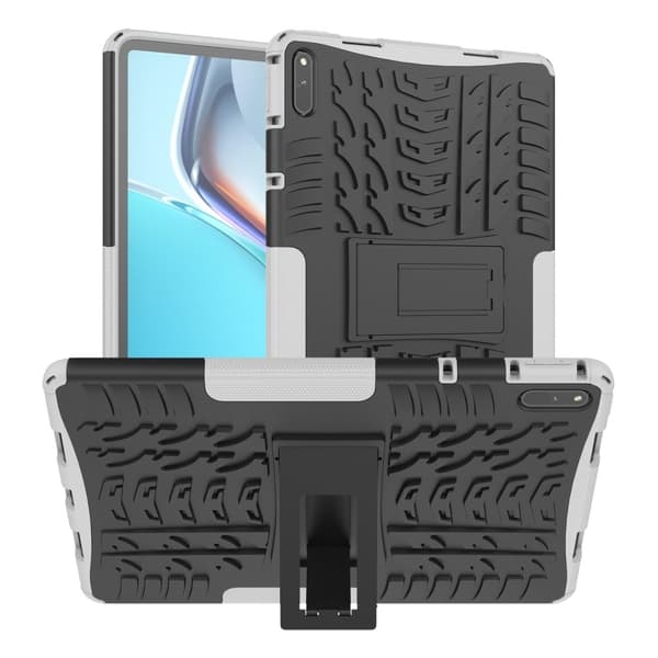 Huawei MatePad 11 (2021) däckstruktur + TPU-hybridskydd med kickstand - Vit Vit