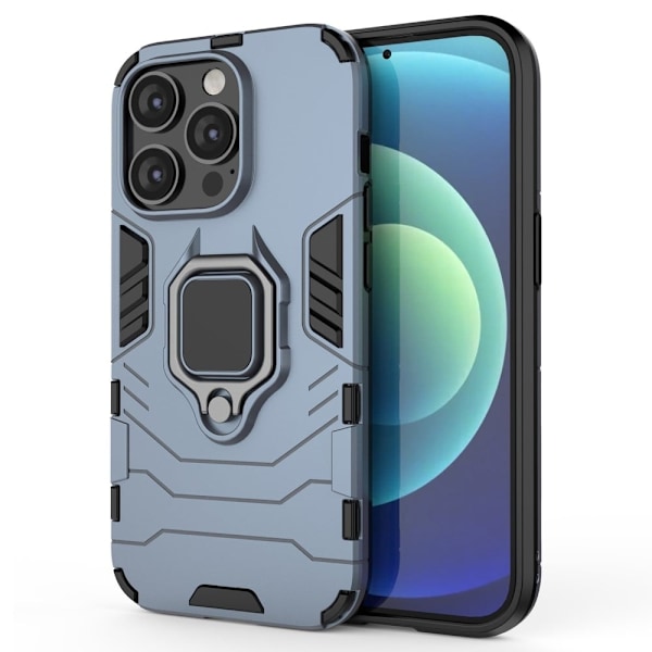 iPhone 14 Pro 6,1 tommer Drop Resistant Soft Flexible and Hard Bumpresistent Hybrid Cover Wear-resistant Phone Case med Ring Kickstand - Blå Blue