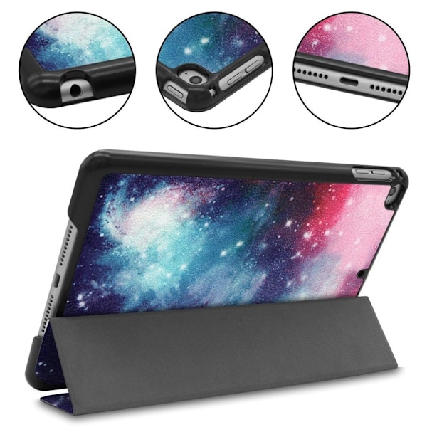 iPad Mini (2019) tre-folds læder etui - Galakse mønster Multicolor