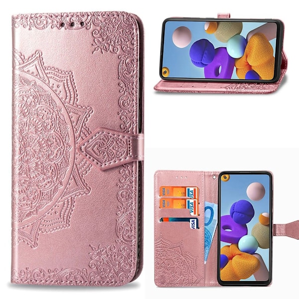 Mandala läder Samsung Galaxy A21s fodral - Rosa Rosa