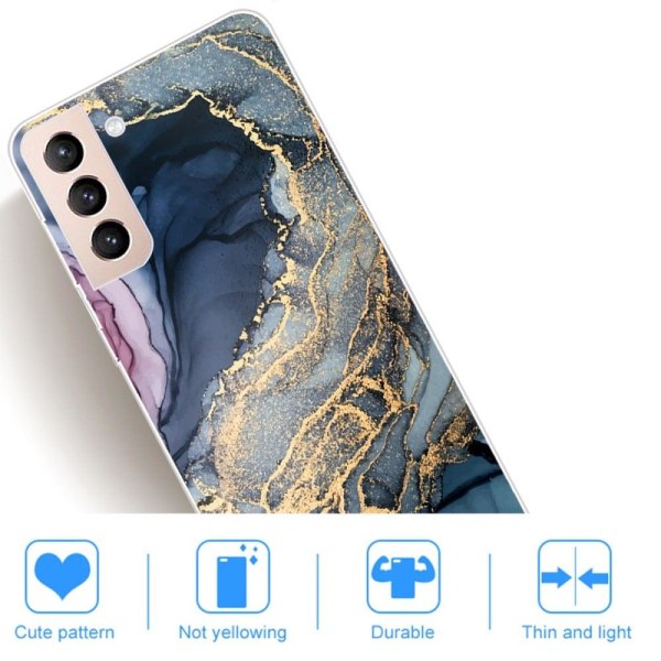 Marble Samsung Galaxy S22 Plus Suojakotelo - Blue On Golden Splash Marble Multicolor