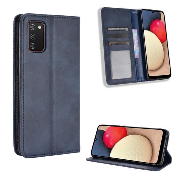 Bofink Vintage läder Samsung Galaxy A03s fodral - Blå Blå