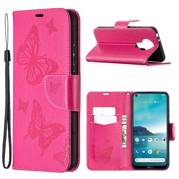 Butterfly läder Nokia 3.4 fodral - Rosa Rosa