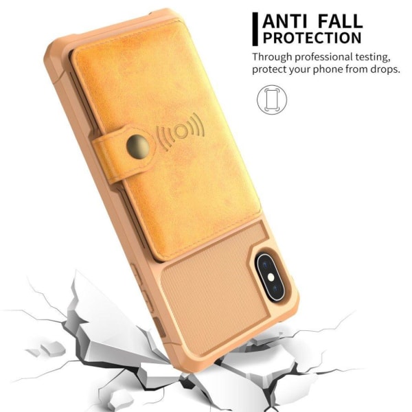 iPhone XS silikonplast mobilskal med syntetläder plånbok och fot Brun