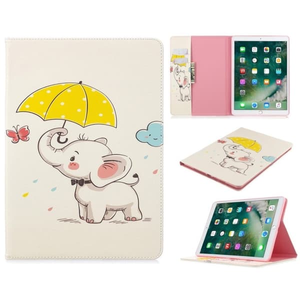 iPad 10.2 (2019) Stilfuldt mønster læder flip etui - Elefant Multicolor
