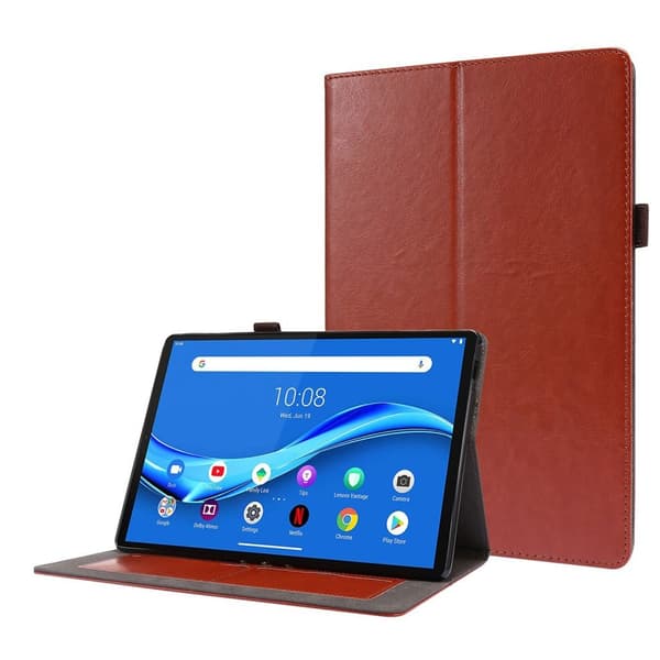 Crazy Horse Lenovo Tab M10 Lær Flippetui - Brun Brown