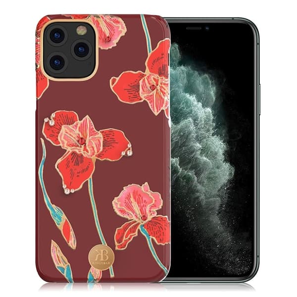 Kingxbar iPhone 11 Pro Max Blossom Swarovski Case - Kapok Red