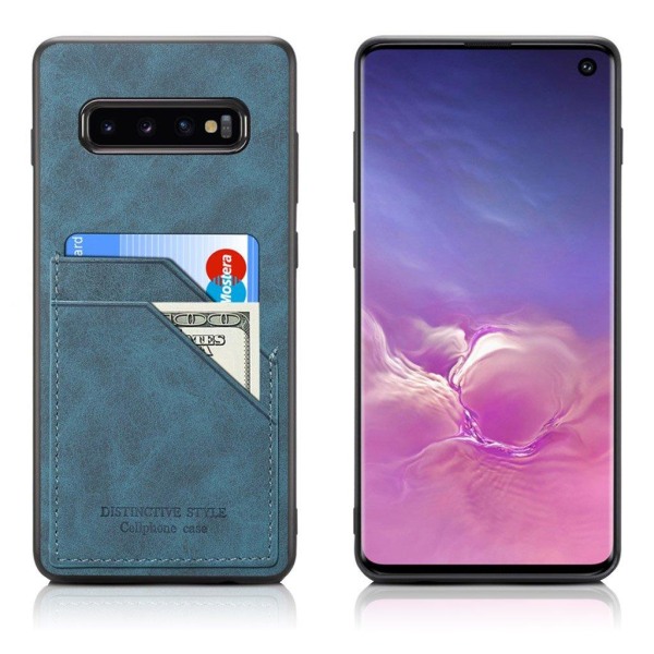 Samsung Galaxy S10 To Korts plads læder etui - Blå Blue