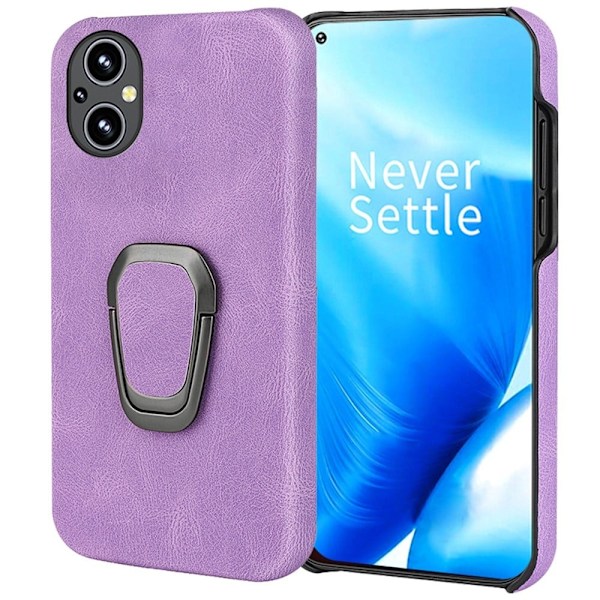 Stötsäkert läderfodral med oval kickstand för OnePlus Nord N20 5G - Lila Lila