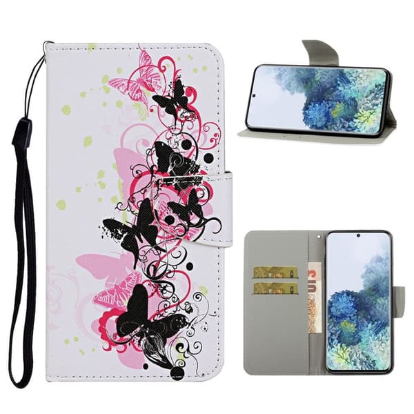 wonderland Samsung Galaxy S21 Ultra flip etui - sort sommerfugl Multicolor