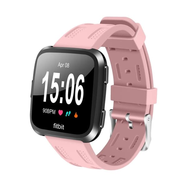 Fitbit Versa justerbar erstatnings urrem i blødt hult silikone - Lyserød Pink