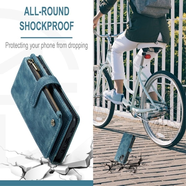 CaseMe Samsung Galaxy M32 5G / Samsung Galaxy A32 5G etui med lynlås og pung - Blå Blue