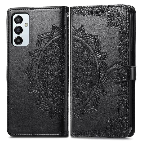 Mandala Samsung Galaxy M23 nahkakotelo - Musta Black