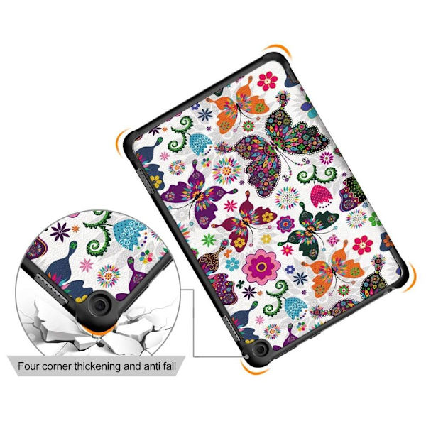 Amazon Fire 8 HD (2022) kuvio kolminkertainen nahkakotelo - Perhoset Multicolor
