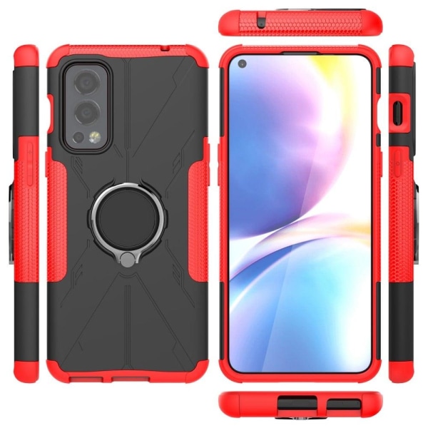 Kickstand-cover med magnetisk plade til OnePlus Nord 2 5G - Rød Red