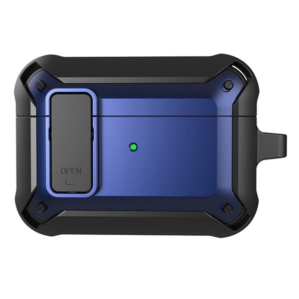 AirPods Pro 2 beskyttelsesetui i silikone med spænde - Sort / Blå Blue