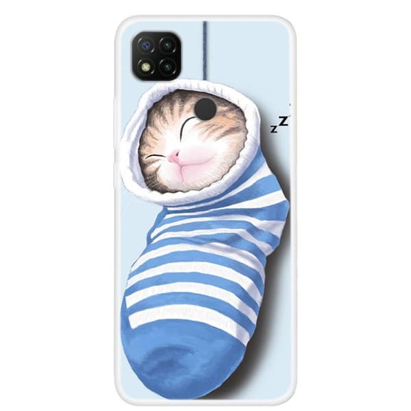 Deco Xiaomi Redmi 9C Etui - Sovende Katt Blue
