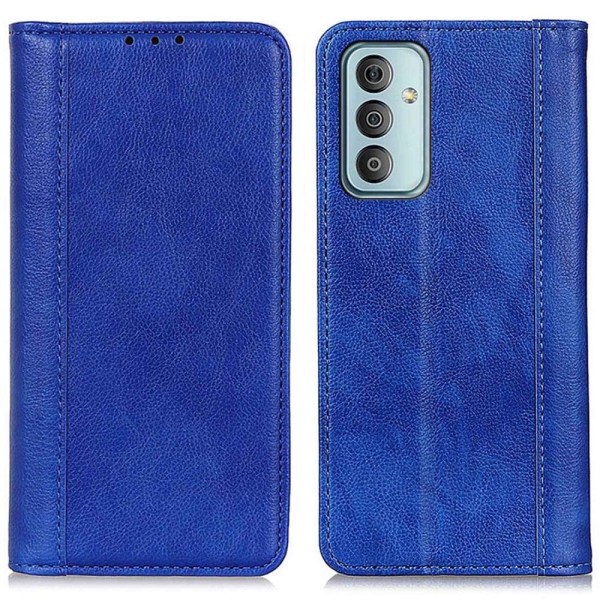 Lompakko-style Aitoa Nahkaa Läppäkotelo For Samsung Galaxy M13 4g - Sininen Blue