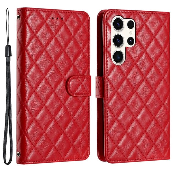 Funktionelt Samsung Galaxy S24 Ultra rombe etui med pung Red